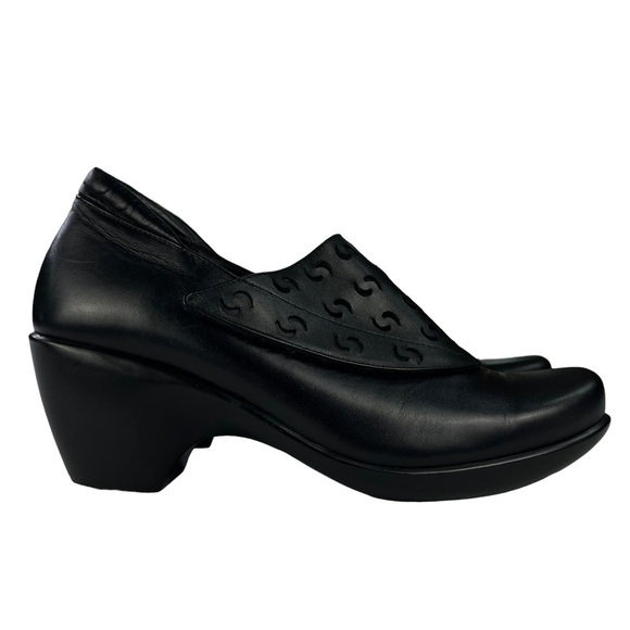 Naot Precious Lase Cut Leather Slip On Heels Black Womens Size EU 41 US 10-10.5 - Picture 1 of 15